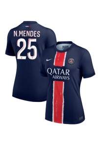 Paris Saint-Germain Nuno Mendes #25 Jalkapallovaatteet Naisten Kotipaita 2024-25 Lyhythihainen